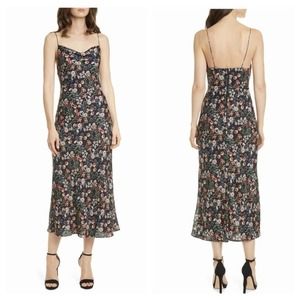NWT ALICE + OLIVIA Harmony Floral Midi Slip Dress In Blue Bell Size 10
